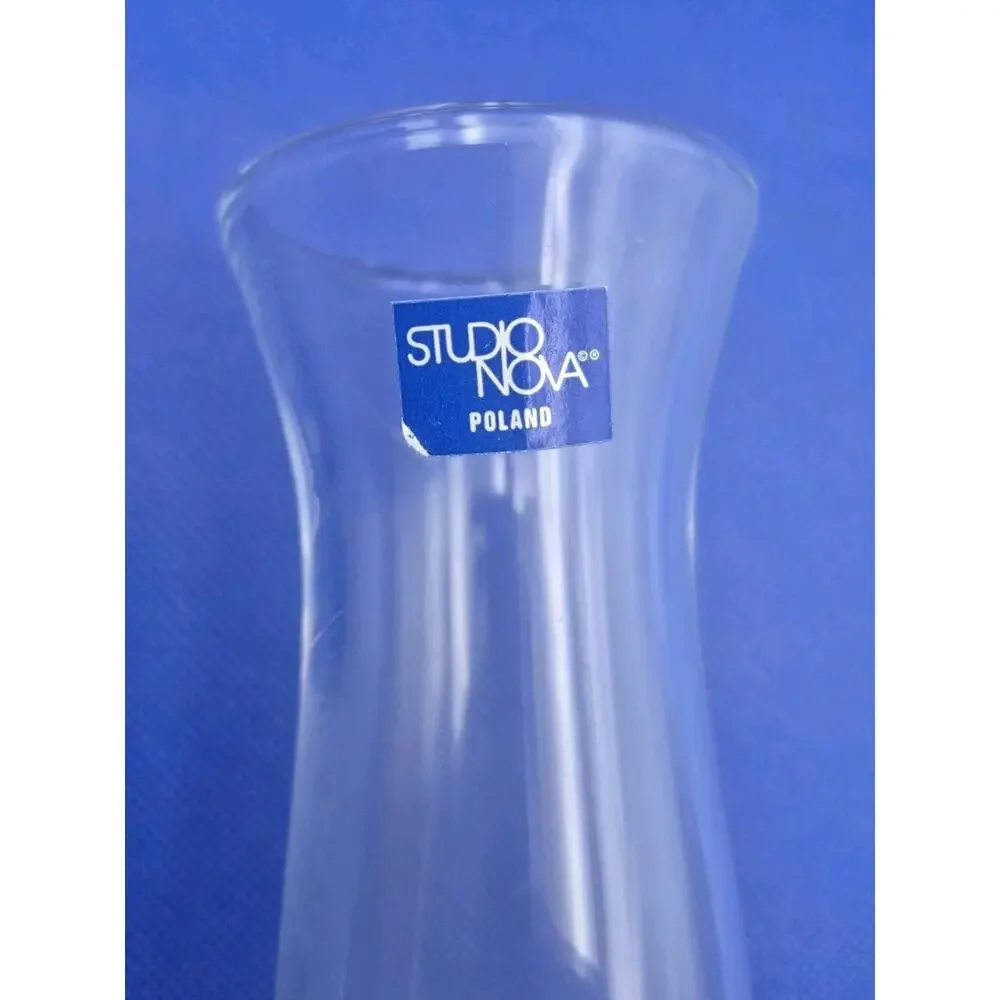 Vintage Studio Nova Clear Lead Crystal Vase Poland 8.5